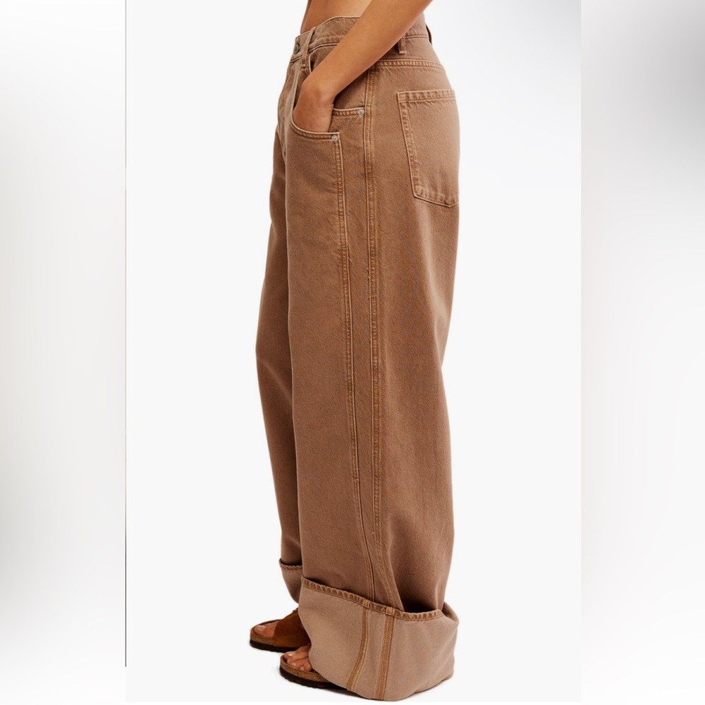 NWT $128 Free People Final Countdown Wide Leg Jeans Size 29 Color Tumbleweed - Picture 3 of 5